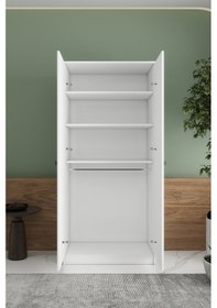 Resim 2 Kapaklı 3 Raflı Tek Askılı Mega Elbise Dolabı Beyaz İmb061 Beyaz 