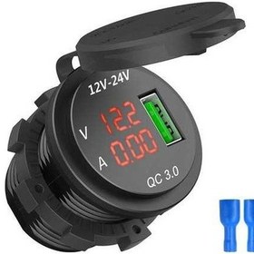 Resim Createtech Voltmetre Usb Soketi Siyah Şarj Şarj Led Kırmızı Hızlı Cihazı Araç Ampermetre 3.0 24v 12v / & Ew 