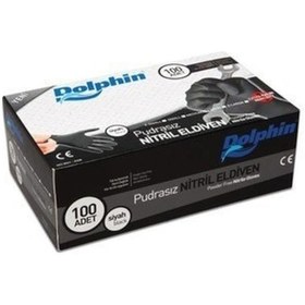 Resim Dolphin Siyah Pudrasız Nitril Ekstra Kalın Eldiven 10 x 100 Adet 
