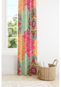 Resim Mandala Desenli Süet Oturma Odası Salon Fon Perde Dijital Baskılı Ekstrafor Büzgü Tek Kanat Prd-1099 Çok Renkli 