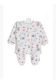 Resim Zehhar Denizci Desen %100 Pamuk Bebek Alt-üst Pijama Takımı 