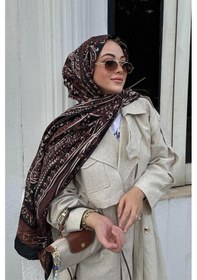 Resim Carell Ebrar Baki'nin Tercihi Mocha Dream Comfy İpek Şal Kahve Çok Renkli 