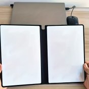 Resim 1 Adet Minimalist B5 Silinebilir Beyaz Tahta - Yumuşak Kapak, Çizim ve Toplantı Notları İçin, 1 Temizleme Bezi & 1 Hızlı Kuruyan Kalem Dahil, Tekrar Kullanılabilir 