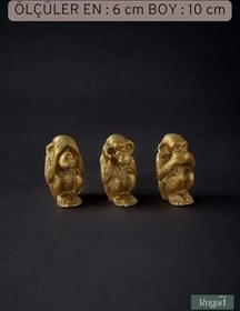 Resim Biblo Dekoratif Heykel 3 Maymun Biblosu Altın Model 32 8682874853610 