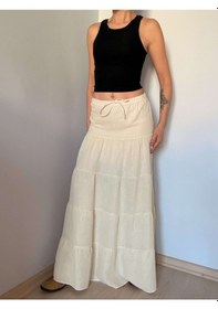 Resim Ali Butik Krem Önü Bağlamalı Müslin Etek Krem 