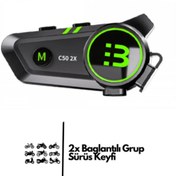 Resim Hietech 2X Bağlantılı Telsizli Bluetooth 5.3 Motosiklet Kask Kulaklık Intercom Işıklı Motorsiklet Interkom 