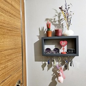 Resim Kapı Giriş Anahtarlık Askısı Ahşap Dekoratif Gri Antrasit Lake Boyalı Anahtar Askılığı 