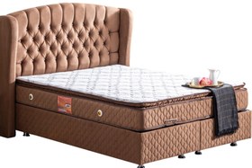 Resim NİCE BAZA BAŞLIK VE REAL PEDLİ YATAK, AÇIK KAHVE, 160X200 