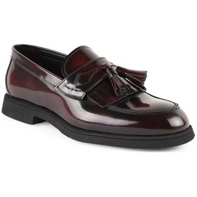 Resim Libero L5919 Hakiki Açma Deri Erkek Loafer Ayakkabı - Püsküllü Klasik Model Bordo 