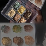 Resim Mini 1ml Katı Metalik Sulu Boya Seti, 6 Renk - Dekoratif Matlık ve Simli Su Boyası Pigmenti, Profesyonel Sanat Amaçları İçin Uygun 