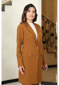 Resim Raika Moda Parla Ceket Pantolon Şık Tesettür Takım Taba 