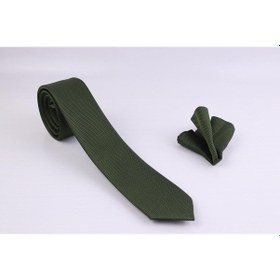 Resim Demfashion Özel Desenli Kravat Mendil Seti - Yeşil (533048616) Yeşil 