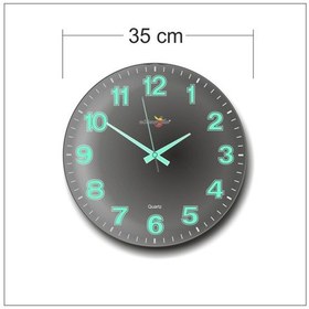 Resim Büyük Siyah Zemin Kalın Rakkam 35 Cm Bombe Cam Sessiz Duvar Saati Siyah 