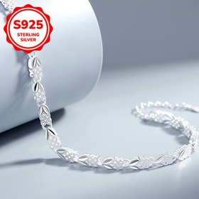 Resim Günlük kullanım veya hediye için ayarlanabilir S925 gümüş minimalist dört yapraklı yonca bileklik 