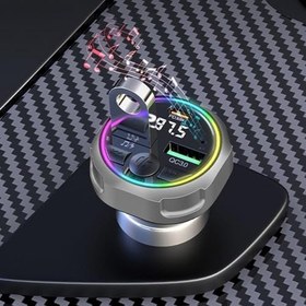 Resim MP3 çalar FM vericileri, araba için MP3 çalar,7 renkli ışık FM Radyo Adaptörü - 5.3 CHIP Hızlı Şarjlı Radyo Müzik Dönüştürücü, 30W PD QC3.0 Otomobil Adaptörü, Tak ve Çalma 