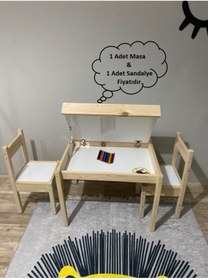 Resim Evci Wood Montessori Ahşap Çocuk Oyun Ve Aktivite Masa - Sandalye Seti. Yaz-sil Yüzey Ve Sandıklı. 