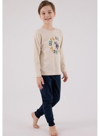 Resim U.S. Polo Assn. U.s. Polo Assn Erkek Çocuk Krem Pijama Takımı Us2214-c-v2 