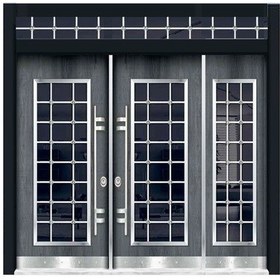 Resim Çelik Kapı Modelleri Antrasit Camlı Düz Model Bina Kapısı Sol 