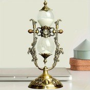 Resim 1 Adet Şık Vintage Tarzı Zamanlayıcı Kazınmış Pirinç Çerçeve ile - Beyaz Kum, 360° Dönen Metal Kum Saati, Ev & Ofis Masa Dekorasyonu İçin İdeal, Benzersiz Hediye 
