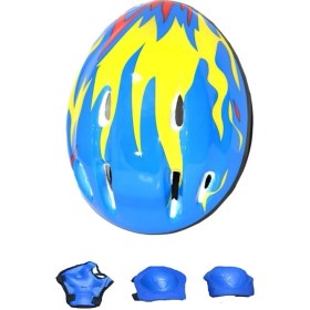 Resim Top Rock Store Renkli Hafif Scooter Bisiklet Kaykay Paten Çocuk Kaskı Koruma Seti 6 Parça-Mavi 