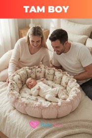 Resim Yuvarlak Yatak/oyun Minderi Ve Yastigi Gül bahçesi VE PEMBE PIKELI 