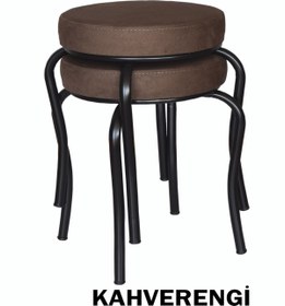 Resim Ankhira Tabure (2 ADET) (MONTELİ GÖNDERİM)siyah Ayaklı, Taytüyü Kumaş, Metal Ahtapot 