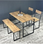 Resim Mutfak Masası Bench Bank 120x60 Masa Set 2 Adet Sandalye Yemek 