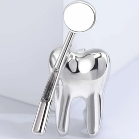 Resim Vintage Tarzı Diş ve Diş Aynası Broş Pin, Çinko Alaşım Gümüş Rengi Kaplama, Mücevher İnceliği Yok, Günlük Giyim veya Partiler için Çok Yönlü, Mardi Gras Günü Aksesuarı, Tüm Mevsimler için Uygundur 