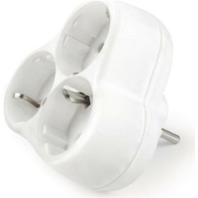 Resim SPRENDA 3lü Yonca Golyat Topraklı Priz Çoğaltıcı Beyaz Renk 