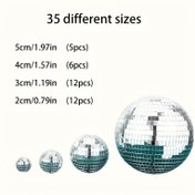 Resim 35 adet Gümüş Disco Topu Seti - Boyut Reflektif Cam Süsler - 70'ler Retro Partiler ve Kutlamalar için Uygun, Elektrik Gerektirmez, Ev ve Oda Süslemesi için Mükemmel 