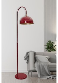 Resim Luzarana Sonart Lambader Bordo Metal Tasarım Lüx Yerden Aydınlatma Sarı 