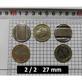 Resim 100 Adet 2/2 Çeltikli 27/2 Mm Oyun Makineleri & Langırt Jetonu 