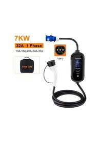 Resim Evse Taşınabilir Elektrikli Araç Şarj Cihazı, 7kw Evse Şarj Istasyonu, Tesla Model S/model X Için Taşınabilir Elektrikli Araç Şarjı Wallbox Type2 Kablo 32a 7kw Cee Tak Evse Type2 Şarj 5m Kablo 
