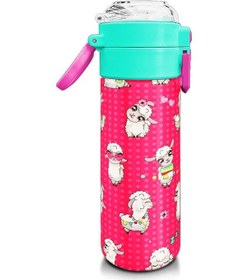 Resim Coral High Kids Neon Mercan Suyeşili Alpaka Desenli Pipetli Ve Direkt İçim Çelik Termos 500 Ml 31914 Neon Mercan 