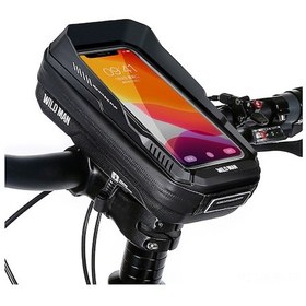 Resim Jeehugo Su Geçirmez Bisiklet Başı Çantası, 6.7 İnç Telefon Tutucu, Dokunmatik Ekran, Dikey/yatay Montaj, Siyah, 0.6l Siyah 