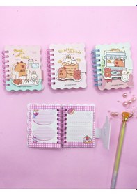 Resim Capybara Tavşan Ayı Cırtlı Cep Boy Mini Not Defteri 7x8 Cm - Beyaz 