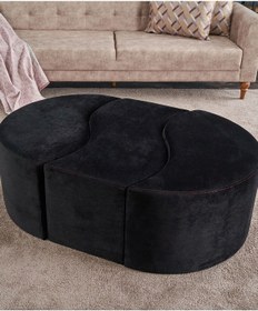 Resim Favora Alya Puf - Siyah Siyah 