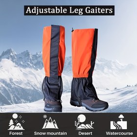 Resim Yılan Isırığı Korumalı Ayarlanabilir Siyah Bacak Gaiterleri - Dayanıklı Polyester, Su Geçirmez & Sıcak Yürüyüş, Avlanma, Dağ Tırmanışı & Kar Ayakkabısı için, Yürüyüş Aksesuarları 