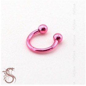 Resim Parlak Pembe Top Uçlu Yarım Halka Kaş Piercing P386 