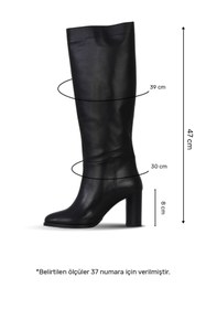Resim Bueno Shoes Siyah Deri Kadın Topuklu Çizme 39wc2966 