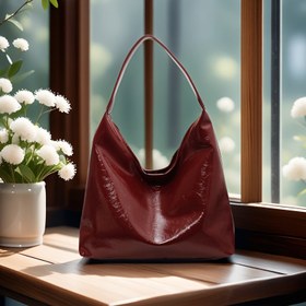 Resim 1 Adet Bordo Kırmızı Omuz Çantası - Manyetik Tokalı Katlanabilir Tasarım, Geniş Günlük Kullanım ve Seyahat Çantası, Polyester Astarlı & Boyalı Kenarlı, Şık El Çantası, Kaliteli Dikişli Kadın Modası 
