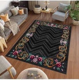 Resim Rovigo Dijital Baskı Yıkanabilir Kaymaz Taban Salon Halısı Ve Yolluk Lna0710-sd237, Siyah, 100 x 200 