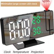 Resim Çok Fonksiyonlu LED Projeksiyon Saat Sıcaklık ve Nem Göstergeli, Akıllı Elektronik Çalar Saat Yatak Odası İçin. 