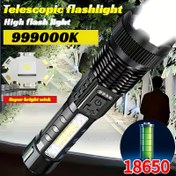 Resim 1 adet Şarj Edilebilir LED Taktik Fener, 7 Mod, Type-C USB Şarj, 18650 Lityum Pili, Taşınabilir El Feneri ABS Malzemesi ile, USB Kablosu Dahil 