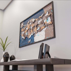 Resim Renkli Baskılı Türkiye Haritası - Çerçeveli Ahşap Duvar Dekoru (Soil) - 66x35 cm 