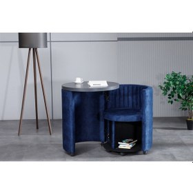 Resim Marvel Tezgahlı Depolama Alanlı Tekerlekli Nubuk Kumaş Puf - Bench 