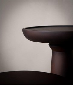 Resim Wood Wooden 3'lü Fiskos Yan Sehpa Timeless Mantar Sehpa - Mushroom Table 3 Pieces - Trio Series Kahverengi 