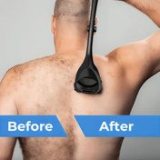 Resim Back Epilator Uzun Saplı Katlanabilir Ağrısız Tıraş Bıçağı Ergonomik Sap, Islak veya Kuru (Sap ve Yedek Bıçaklar) 