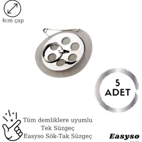 Resim Çay Süzgeci 5'li Paket Her Demliğe Uyumlu Desire Plus Paslanmaz Çelik Çaydanlık Süzgeci 