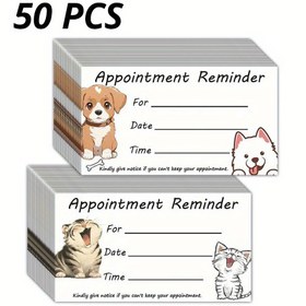 Resim 50 Adet Evcil Hayvan Bakım Randevu Hatırlatma Kartı, Veteriner ve Evcil Hayvan Mağazaları İçin Köpek ve Kedi Servis Randevuları 